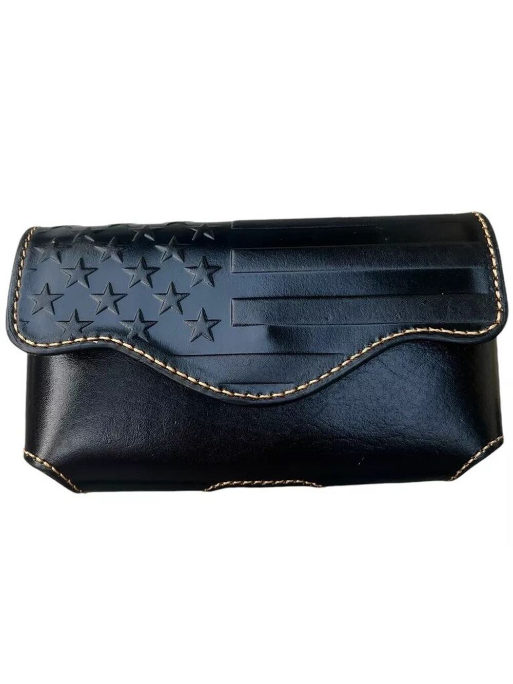 Montana West Black American Flag Leather Belt Loop Holster Cell Phone Case